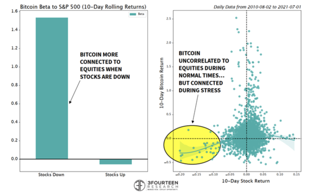 Figura 2 - I rendimenti nell'arco di 10 giorni per le azioni e il bitcoin: un confronto
